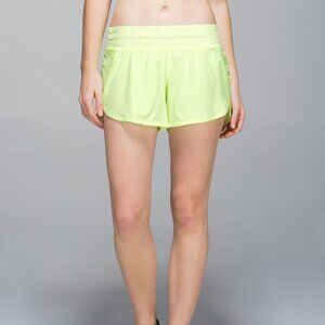 Lululemon Run Tracker Shorts 4" Women's 6 Clear Mint Neon